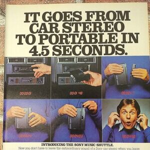 1983 SONY Music Shuffle Car Stereo Radio Portable Cassette Player Vtg‎ Print Ad